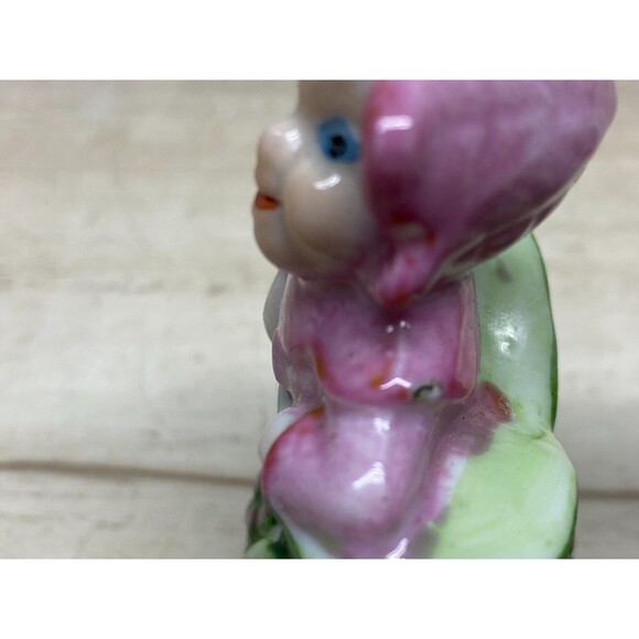 Vtg Unbranded Pink Elf In Green Boot Porcelain Figurine Set Of 2 Made In Japan - Picture 4 of 9